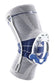 Das Bild zeigt die Bauerfeind GenuTrain Kniebandage, eine ergonomische Bandage. Diese Bandage ist ideal zur Entlastung und Stabilisierung bei leichten bis mittleren Knieverletzungen, wie etwa nach Bänderdehnungen, und kann sowohl im Alltag als auch bei sportlichen Aktivitäten getragen werden.