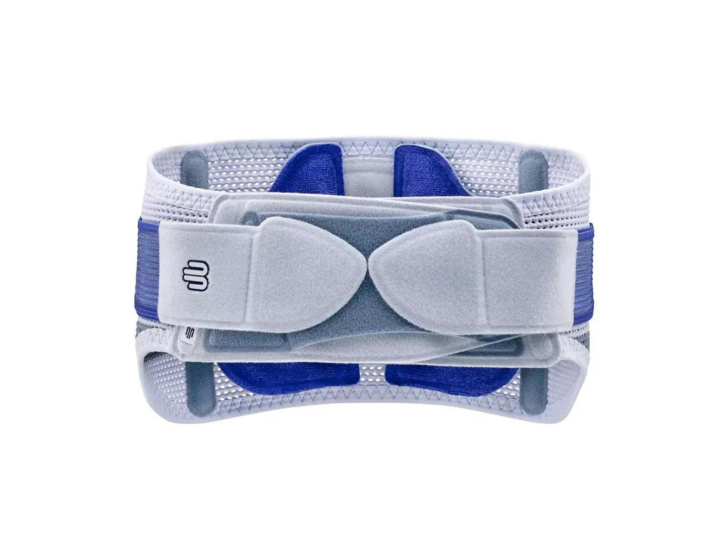 Die Abbildung zeigt die Bauerfeind SacroLoc Bandage, eine spezielle Orthese zur Stabilisierung und Entlastung des Iliosakralgelenks (ISG). Sie besteht aus robustem, aber dennoch atmungsaktivem Material und ist mit zwei anatomisch geformten Pelotten ausgestattet, die gezielten Druck auf das ISG ausüben, um Schmerzen zu lindern und die Stabilität zu erhöhen.